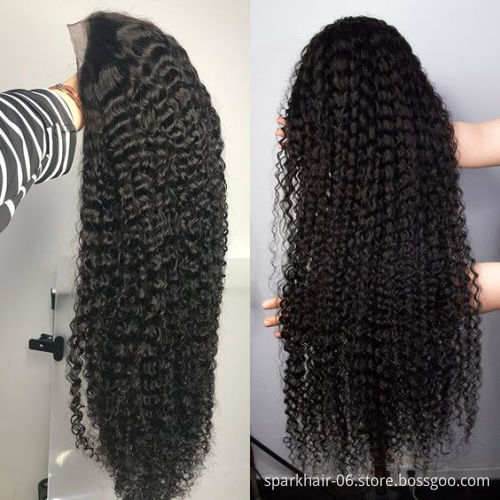 Wholesale HD Transparent Lace 100% Human Hair Deep Wave Wig,Brazilian Hair Water Wave Lace Front Wigs With Baby Hair